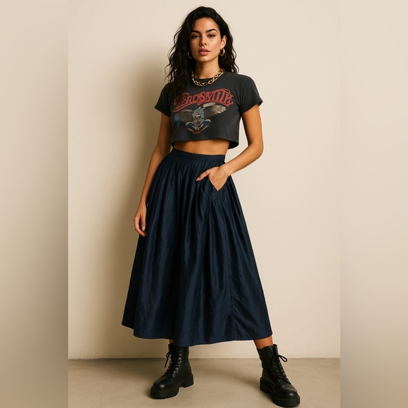 Vintage Dresses & Skirts - Vintage Jones New York Navy A-Line Full Skirt